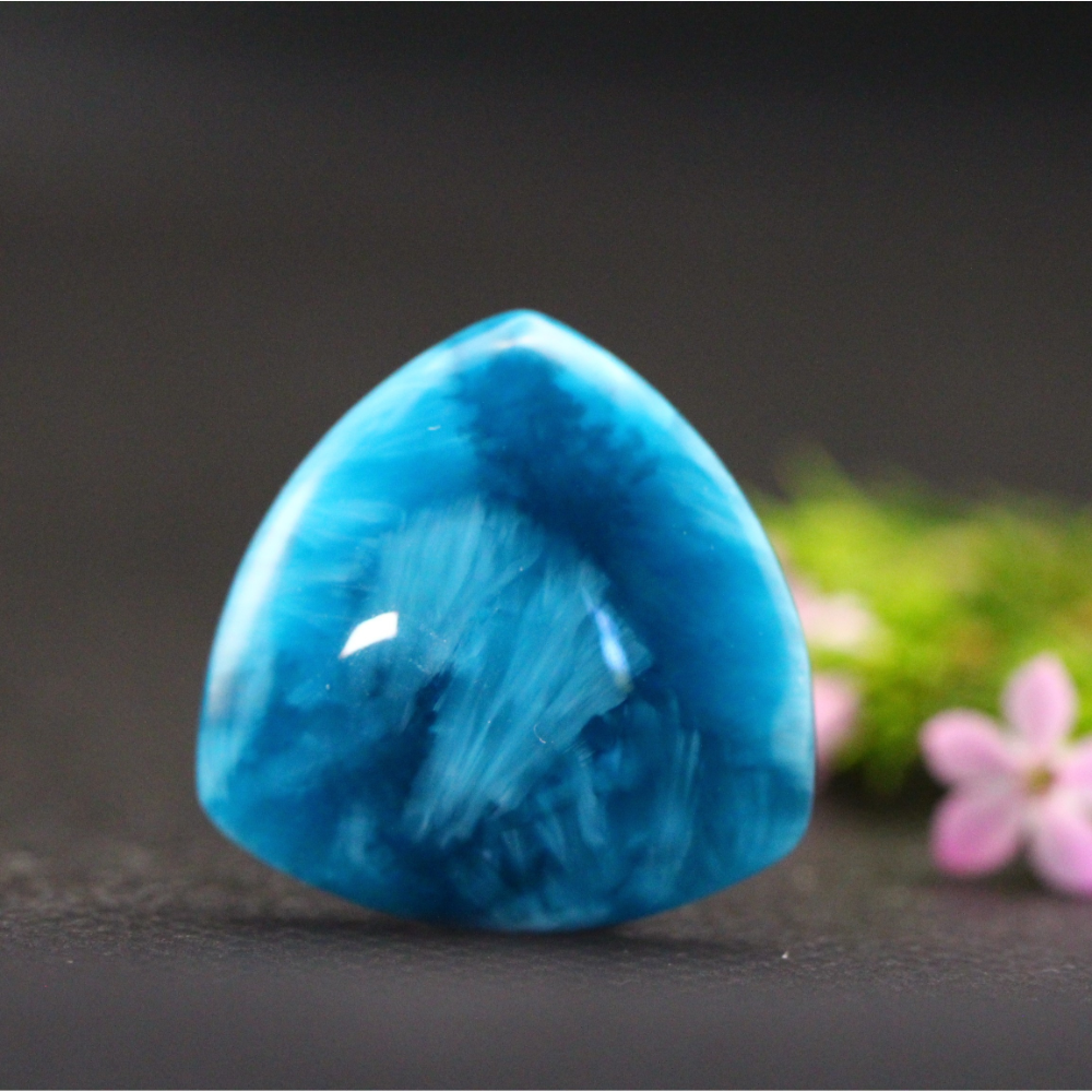 Starburst Stone Teal Blue Trillion Cabochon