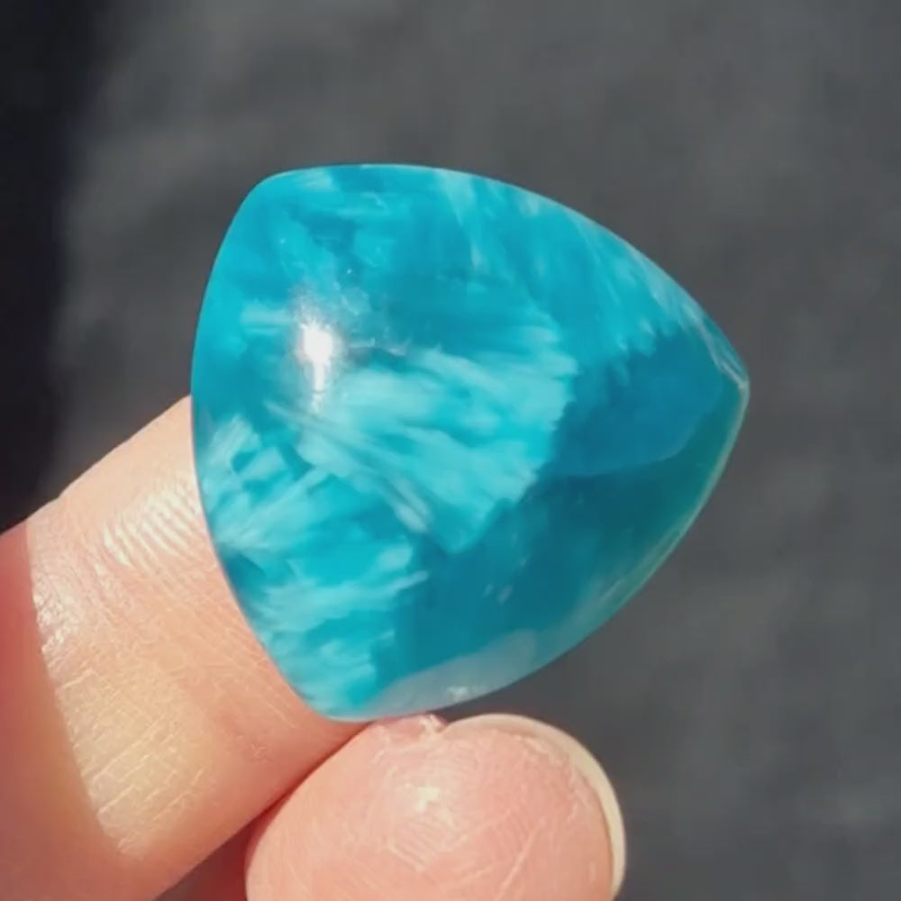 Starburst Stone Teal Blue Trillion Cabochon