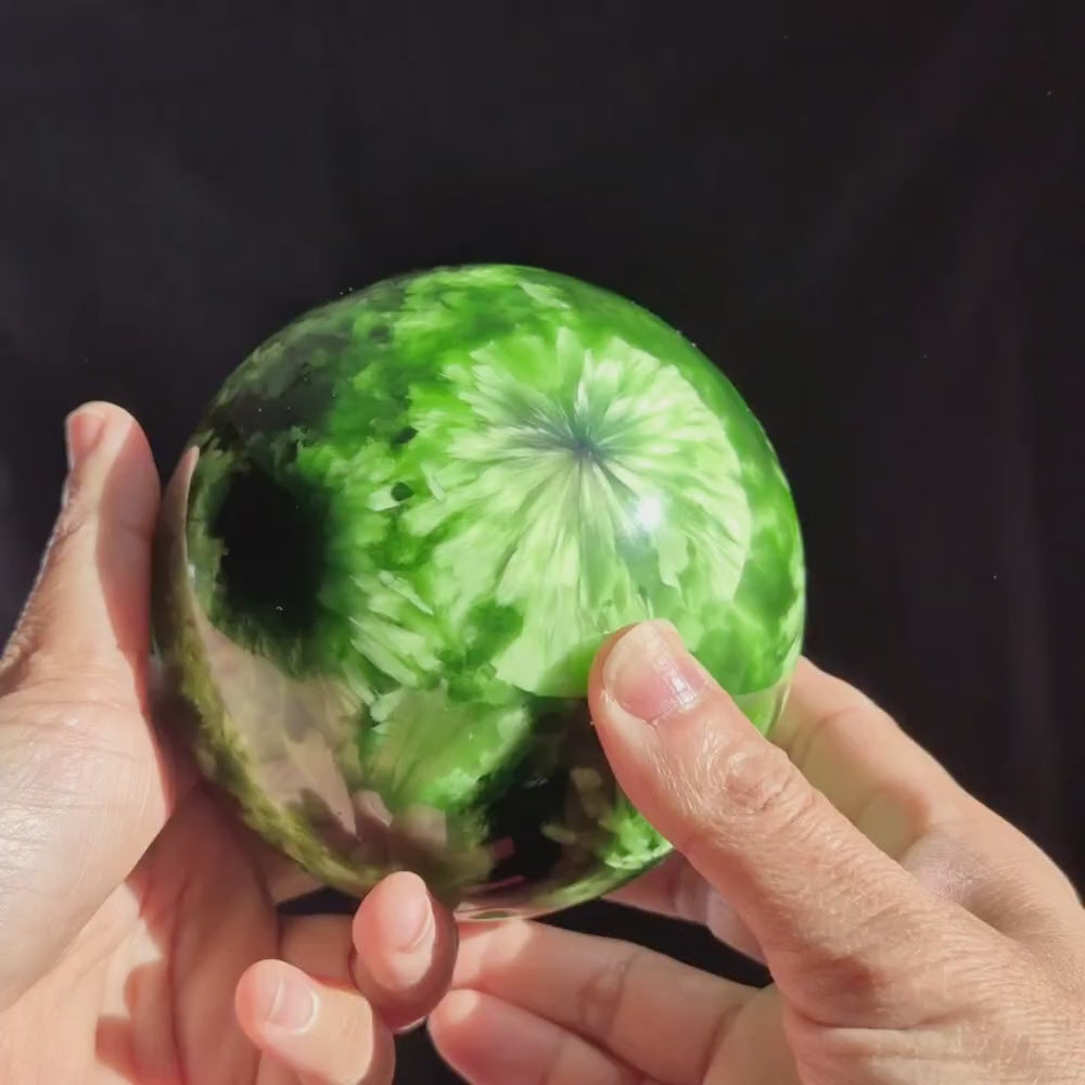 Starburst Stone Sphere — Forest Green Collector's Sphere (1,588g)